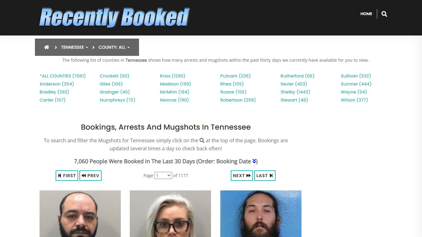 Recent bookings, Arrests, Mugshots in Tennessee - Recently Booked